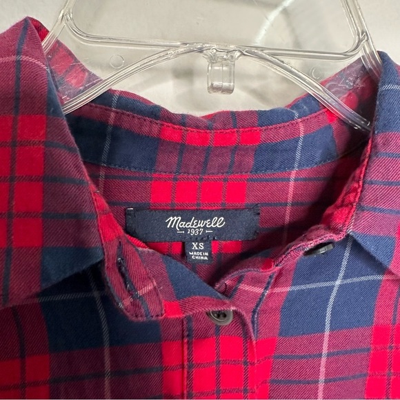 Madewell red and blue checkered plaid button down shirt - Picture 4 of 8